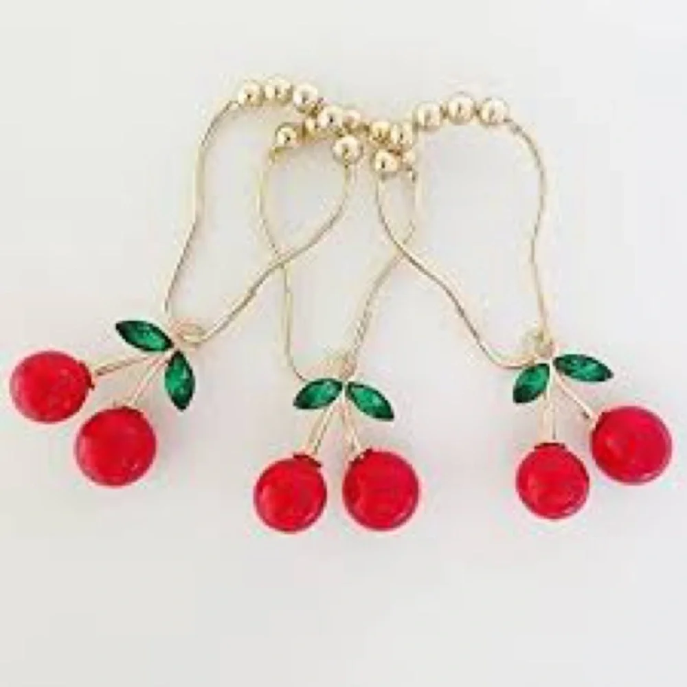 Whimsical Cherry Shower Hooks - Red and Green